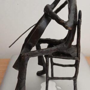 Handcrafted Metal Cello Player Sculpture