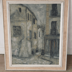 Vintage Framed European Street Scene Painting – Classic Wall Art